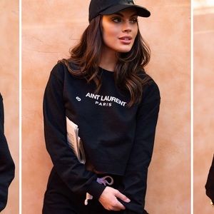 SOLD Ⓜ️ AINT LAURENT BLACK LONG SLEEVE CROP TOP